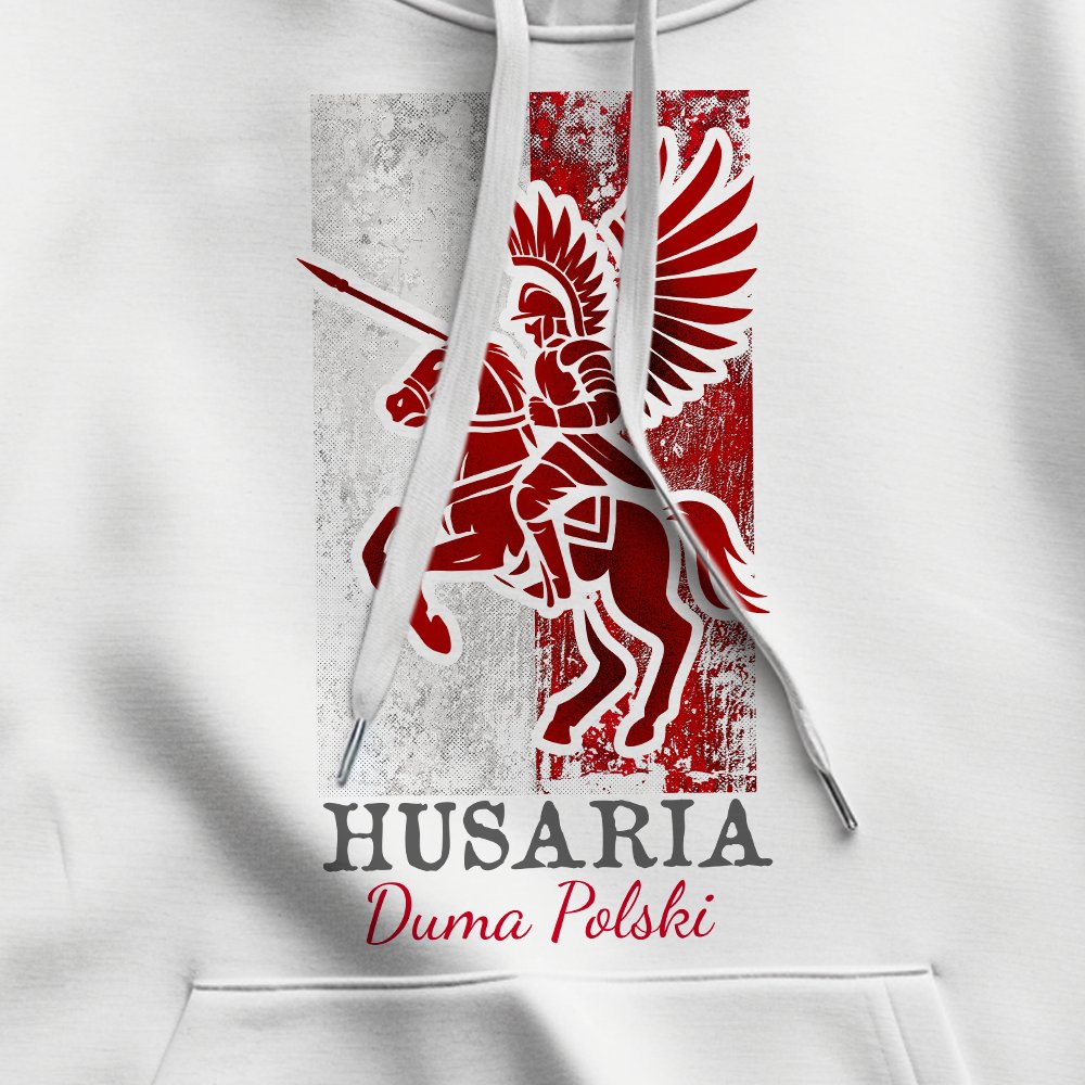 Męska Patriotyczna Bluza xPatriot – Husaria Duma Polski – Biała
