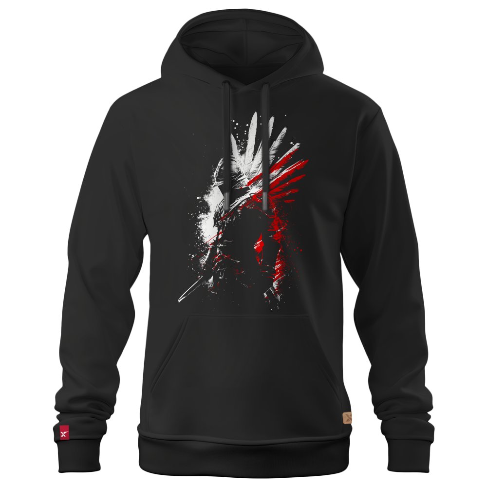 Męska Patriotyczna Bluza xPatriot – Husarz Czerwono-Biały – Czarna