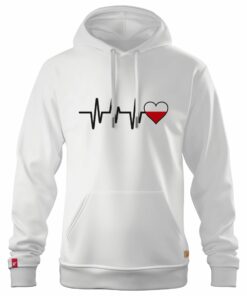 Męska Patriotyczna Bluza xPatriot – Polska w Sercu (EKG) – Biała