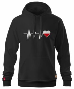 Męska Patriotyczna Bluza xPatriot – Polska w Sercu (EKG) – Czarna