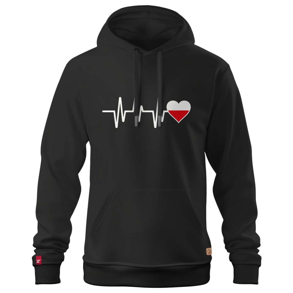 Męska Patriotyczna Bluza xPatriot – Polska w Sercu (EKG) – Czarna