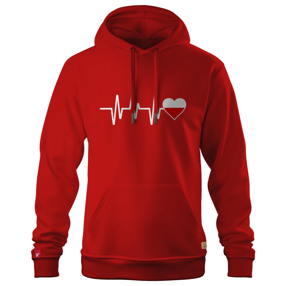 Męska Patriotyczna Bluza xPatriot – Polska w Sercu (EKG) – Czerwona