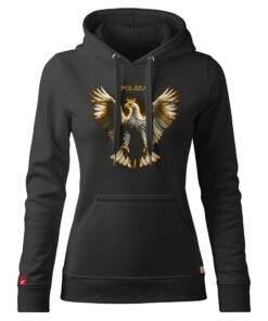 Damska Bluza Patriotyczna xPatriot Orzeł Złocisty z Rozpostartymi Skrzydłami Czarna