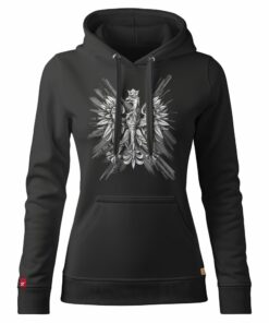 Damska Bluza Patriotyczna xPatriot Orzeł w Koronie na Artystycznym Tle Czarna