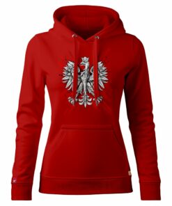 Damska Bluza Patriotyczna xPatriot Orzeł w Koronie na Artystycznym Tle Czerwona