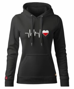 Damska Bluza Patriotyczna xPatriot Polskie Serce Linia Życia Czarna