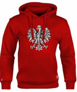 Dziecięca Bluza Patriotyczna xPatriot Orzeł w Koronie na Artystycznym Tle Czerwona