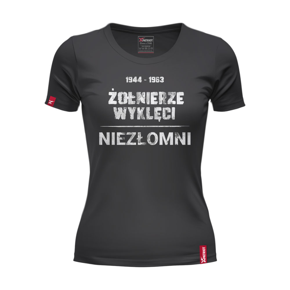 Damska Koszulka Patriotyczna xPatriot Żołnierze Wyklęci Niezłomni Czarna